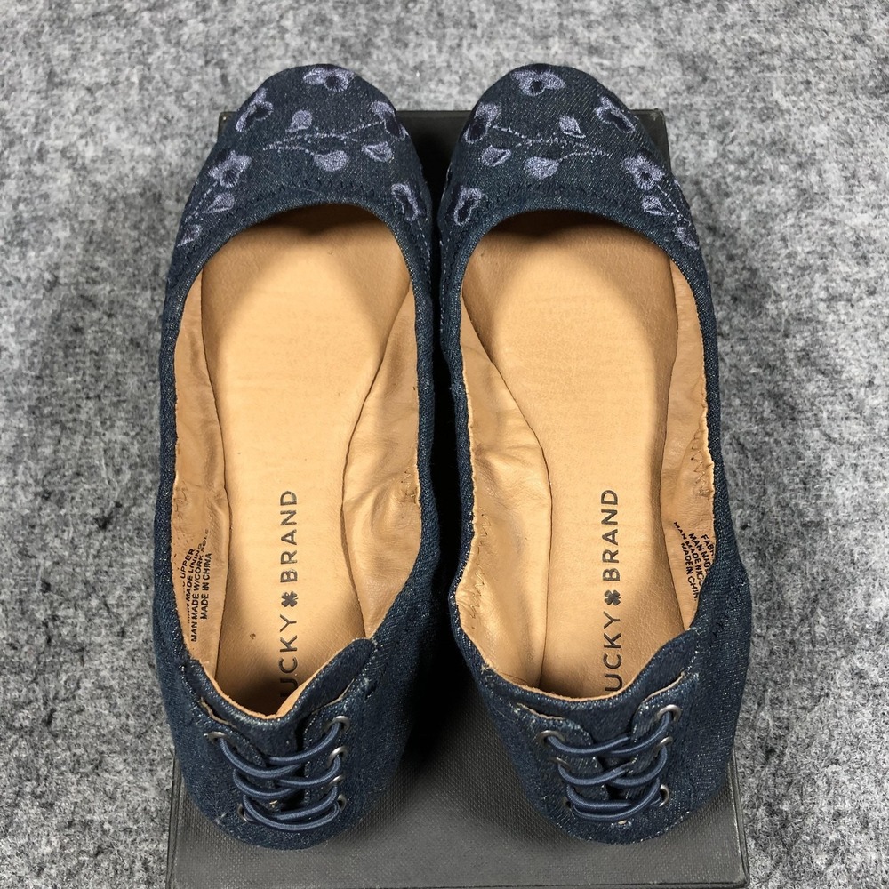 Lucky Brand Shoes Womens Size 7 Blue Denim Floral Slip On Ballet Flats LP-ECHO2 - Picture 10 of 16